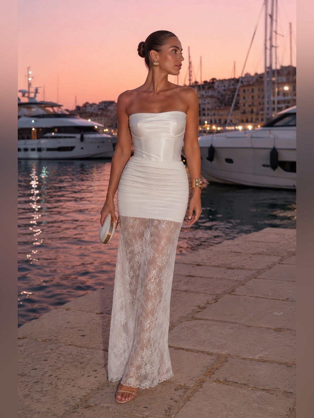 Meshki White Lace Maxi Skirt